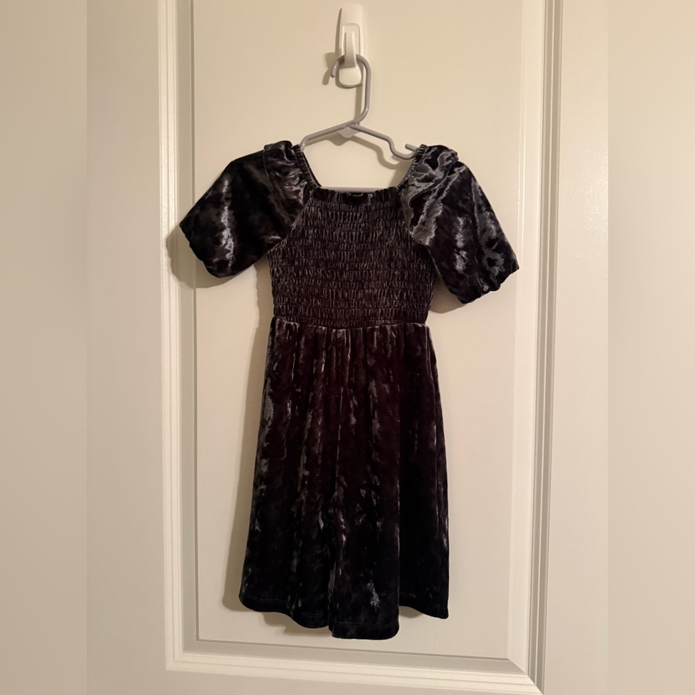 Velvet Grey Puff Sleeve Smocked Romper One Piece Summer Casual Size Small